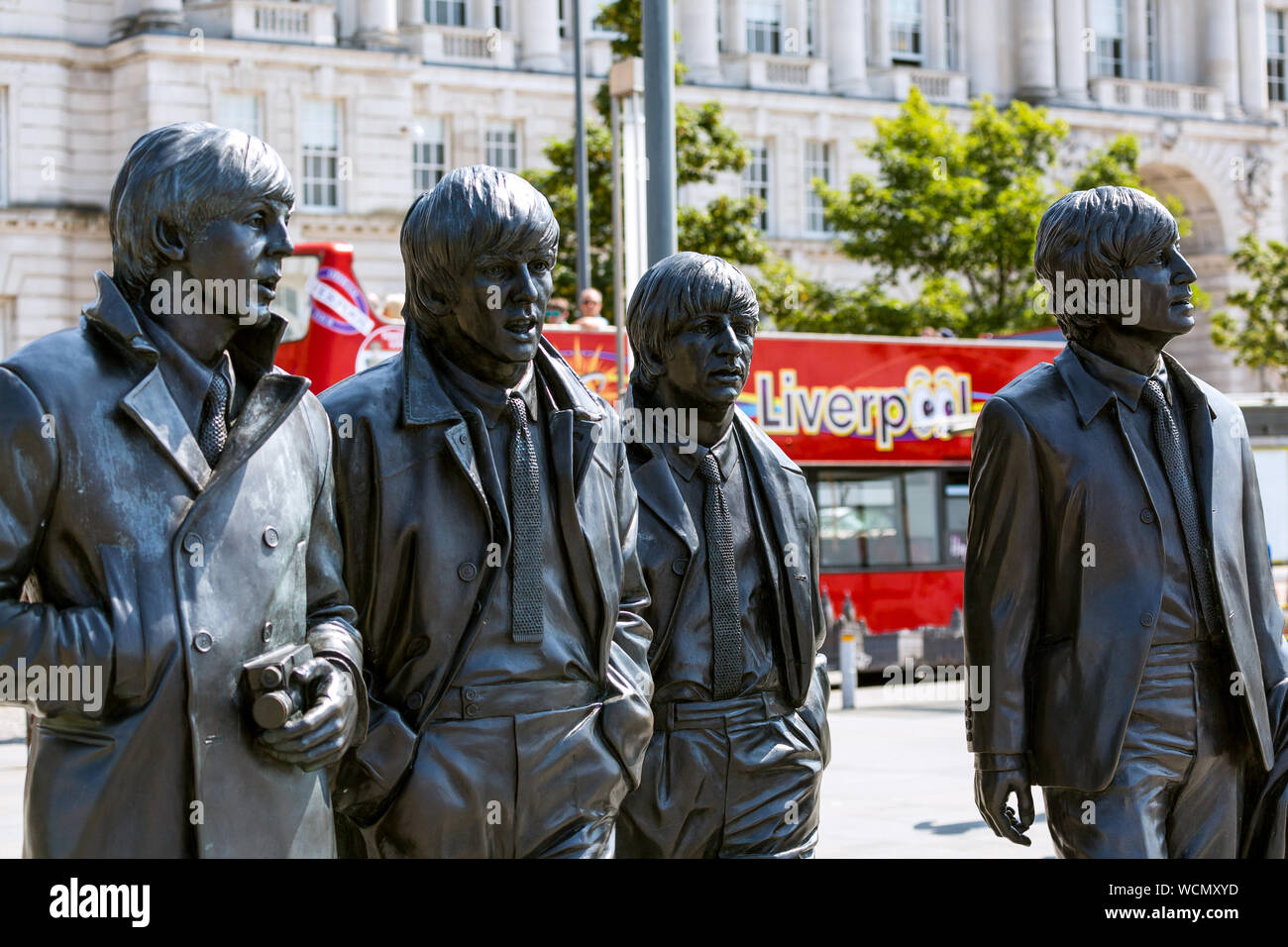 The Beatles Statue at Pier Head in Liverpool. River Mersey England UK Stock Photo