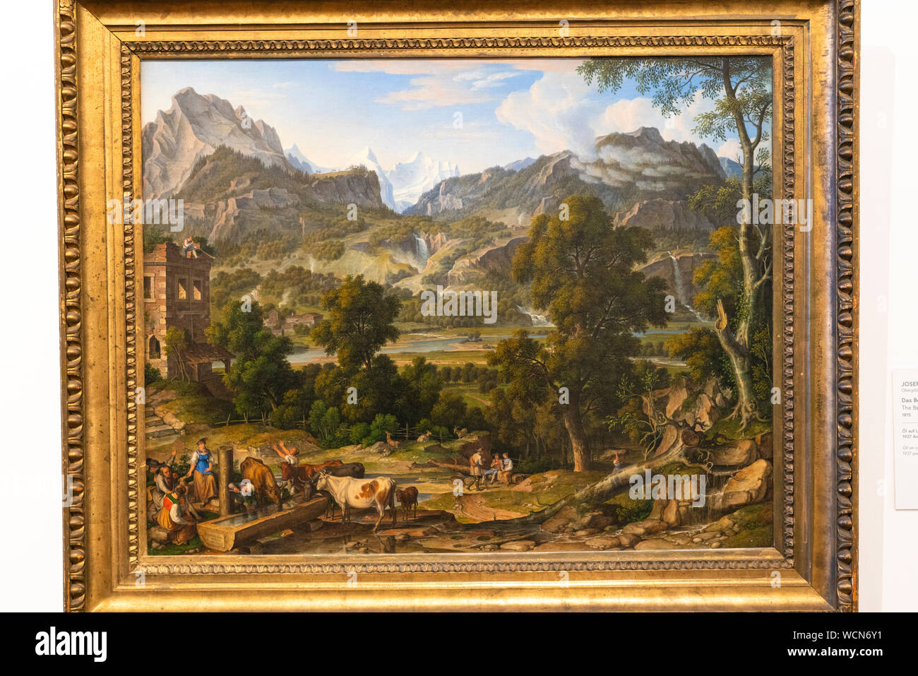 Baroque golden frame of a painting in the exhibition of Belvedere art