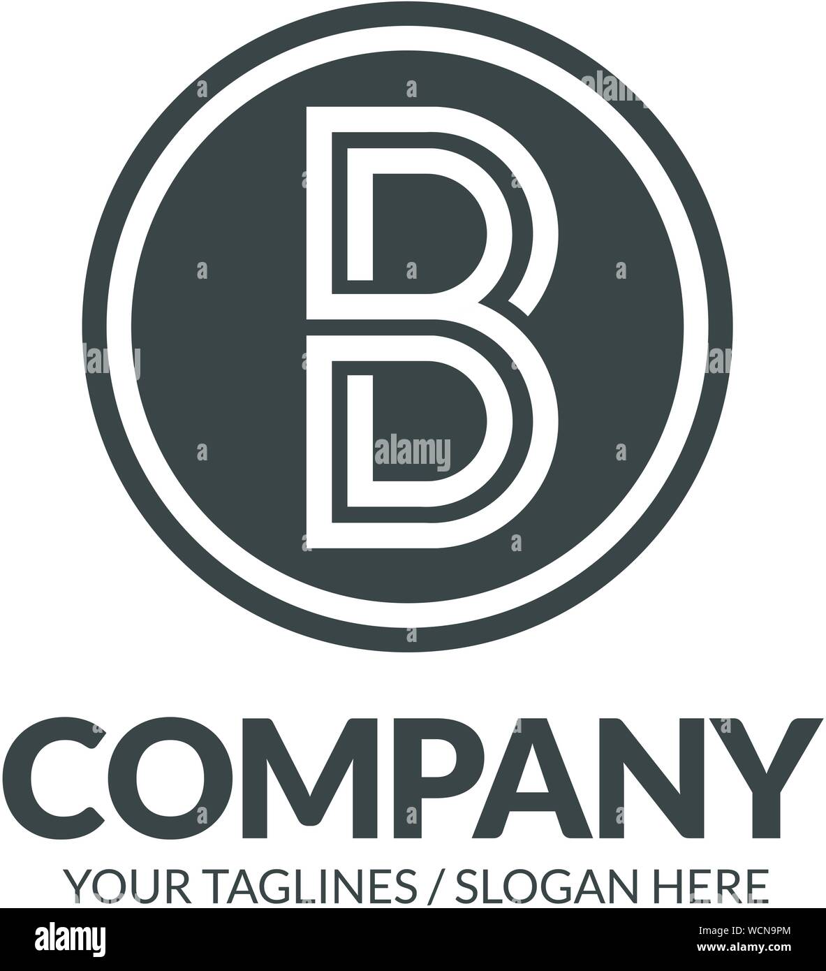 creative initial letter B flat monogram on a circle logo vector Stock ...