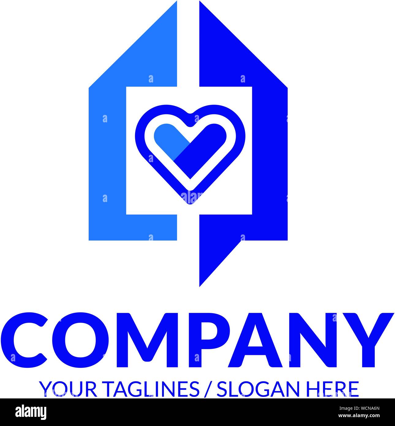 abstract geometric house and heart logo vector, love home logo vector ...