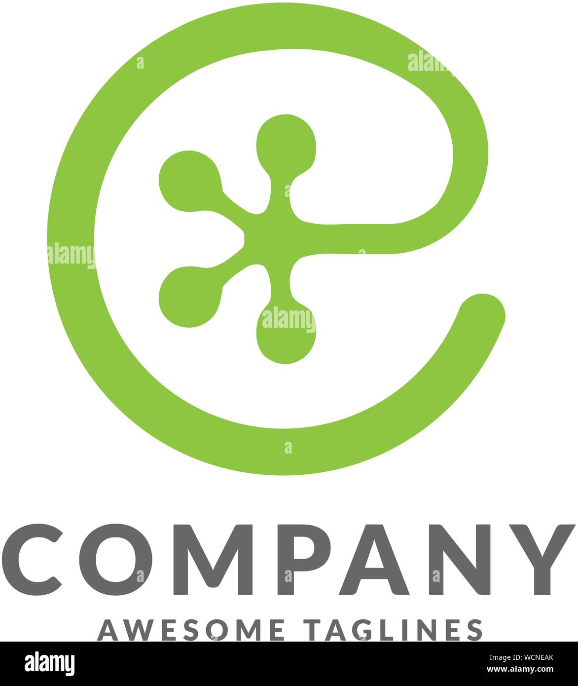 initial Letter e as Gecko footprint Reptile Animal logo vector Stock