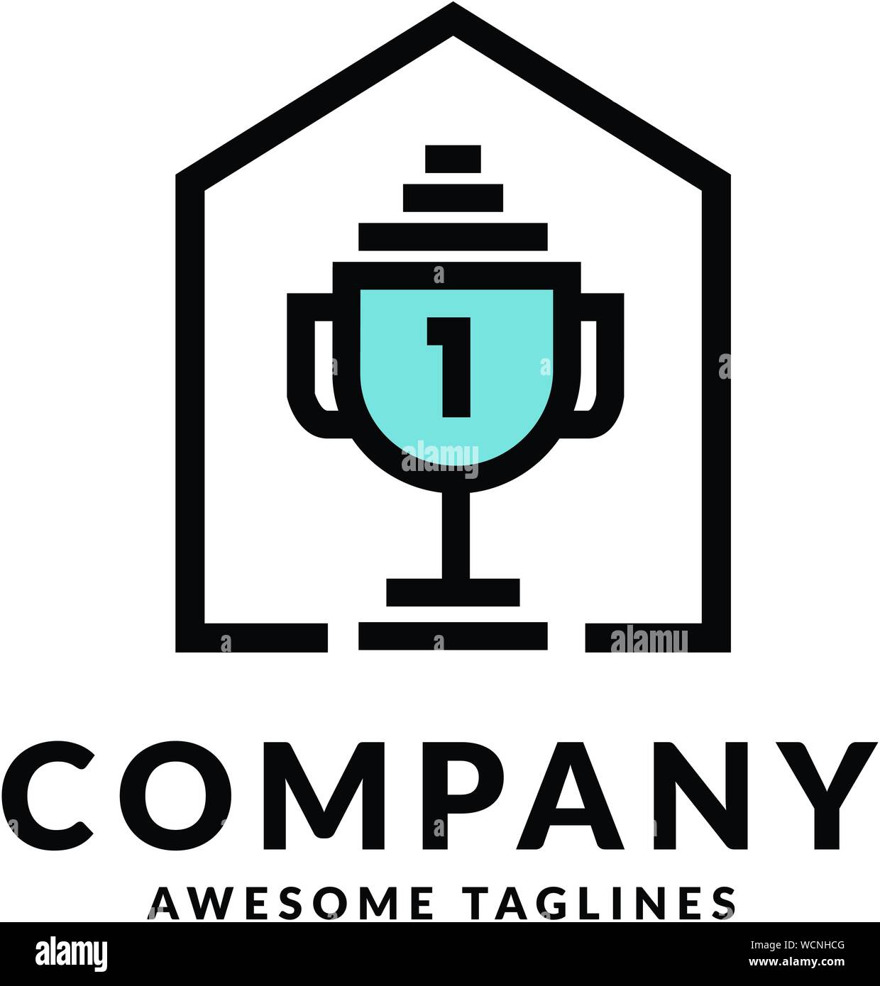 creative logo combination of house and winning trophy vector Stock Vector