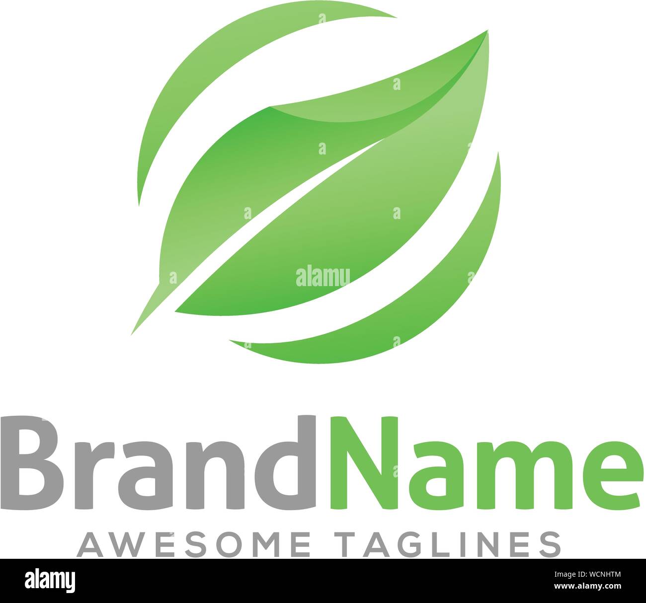 creative circle green leaf ecology nature element vector icon Stock Vector