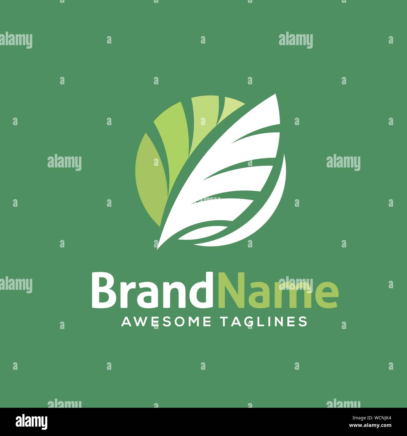 creative circle green leaf ecology nature element vector icon Stock Vector