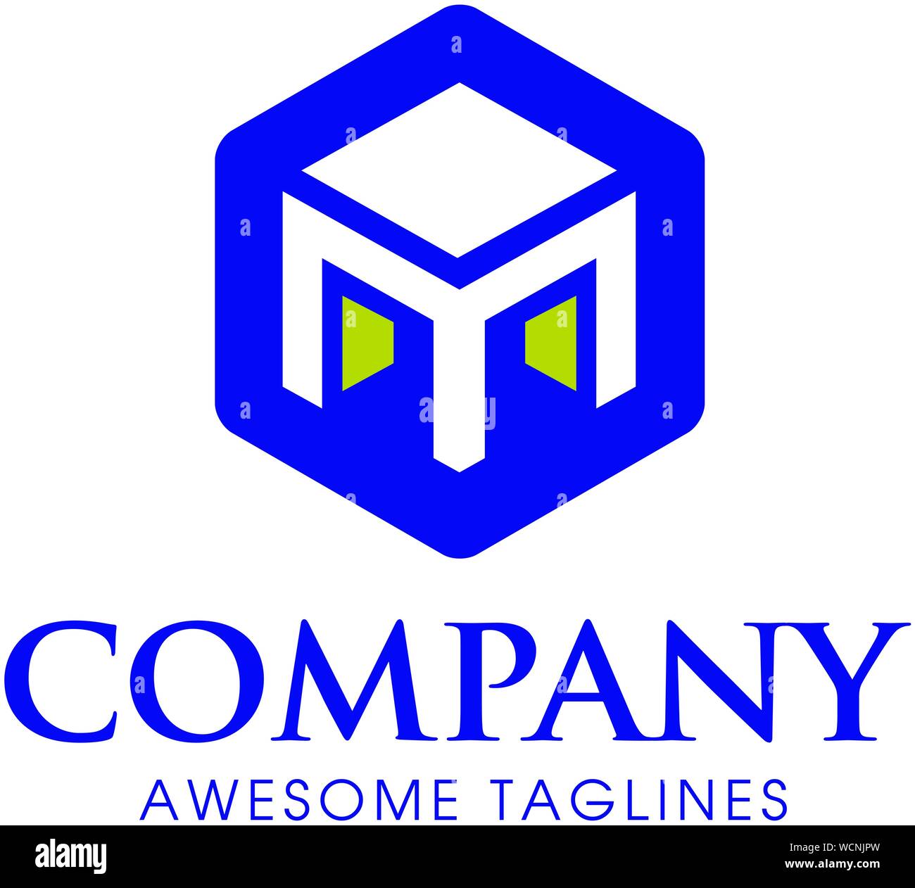 initial letter M with hexagon Shape with vector logo Stock Vector