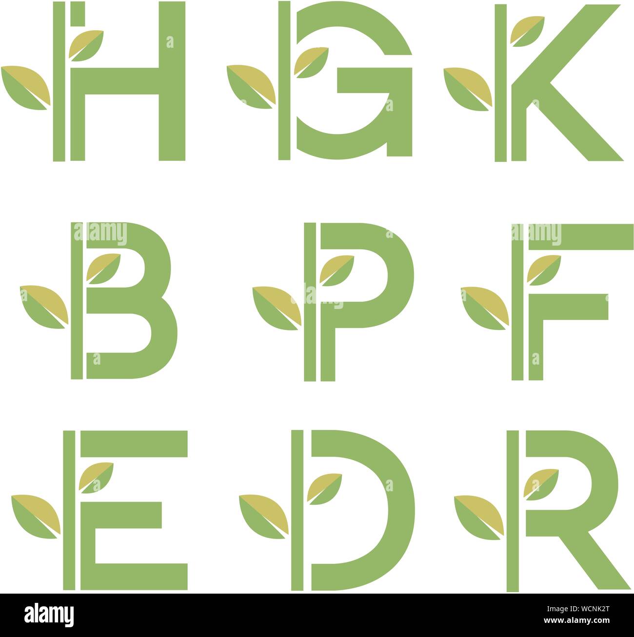 creative initial letter combination with  green leaf logo vector element Stock Vector