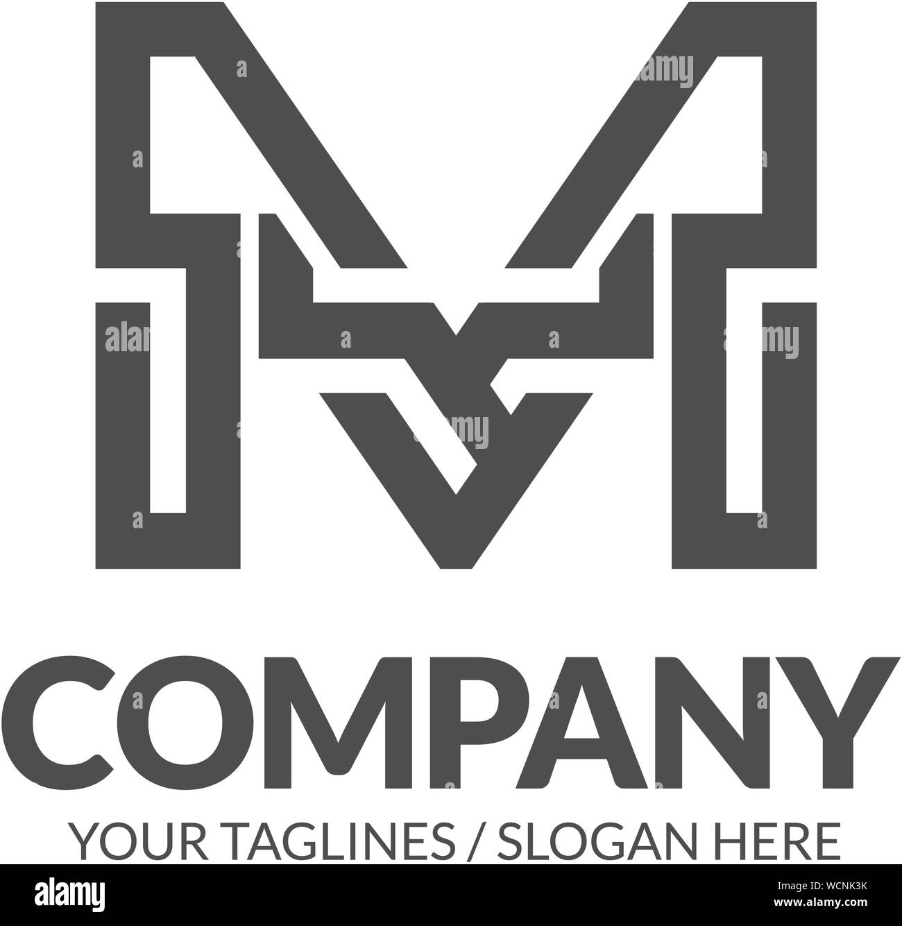 initial letter M geometric strong monogram logo vector illustration ...