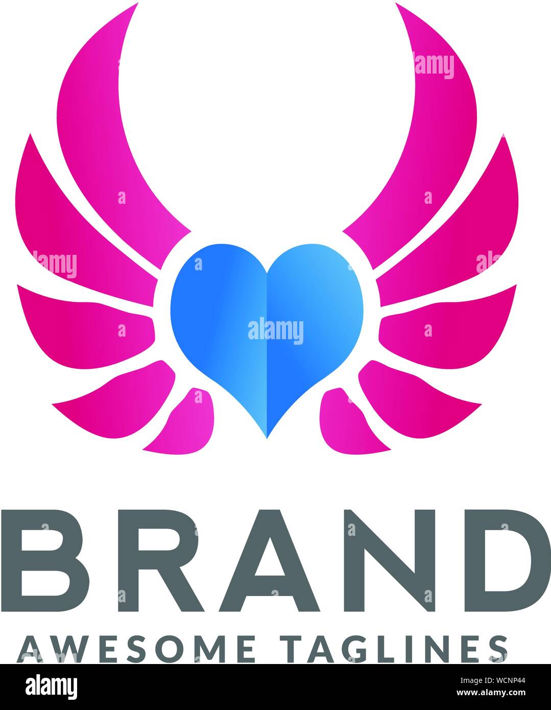 creative geometric heart and wings logo concept Stock Vector