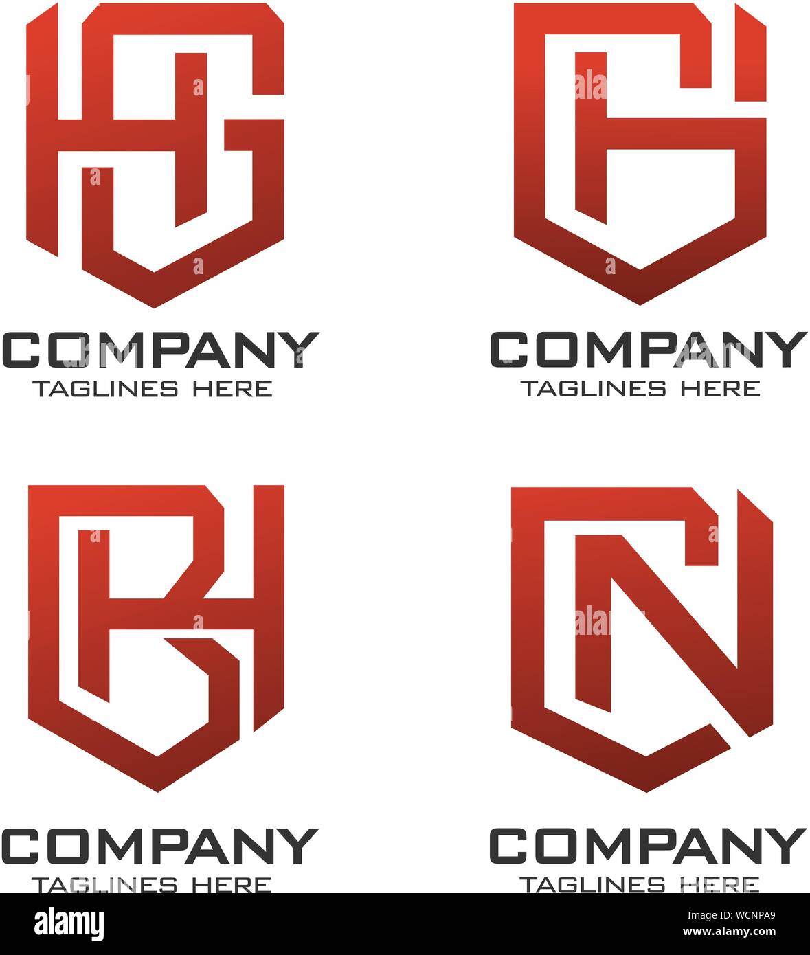 creative initial letter with shield logo set vector concept Stock Vector