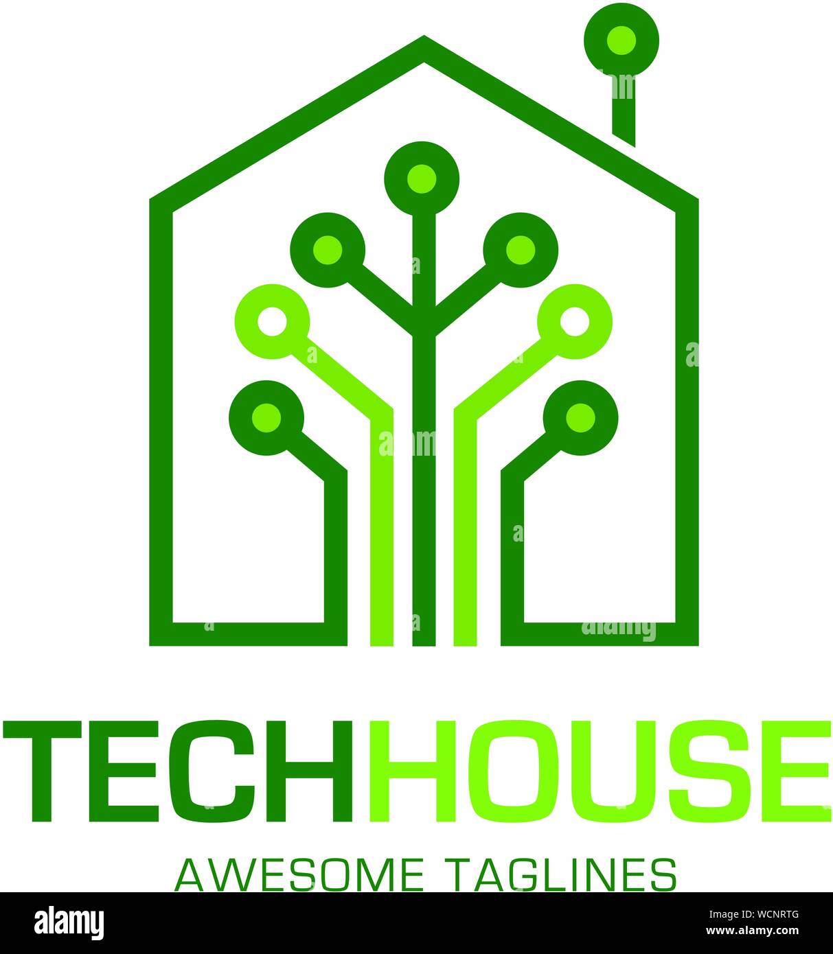 tech house logo concept vector logo concept illustration. house network