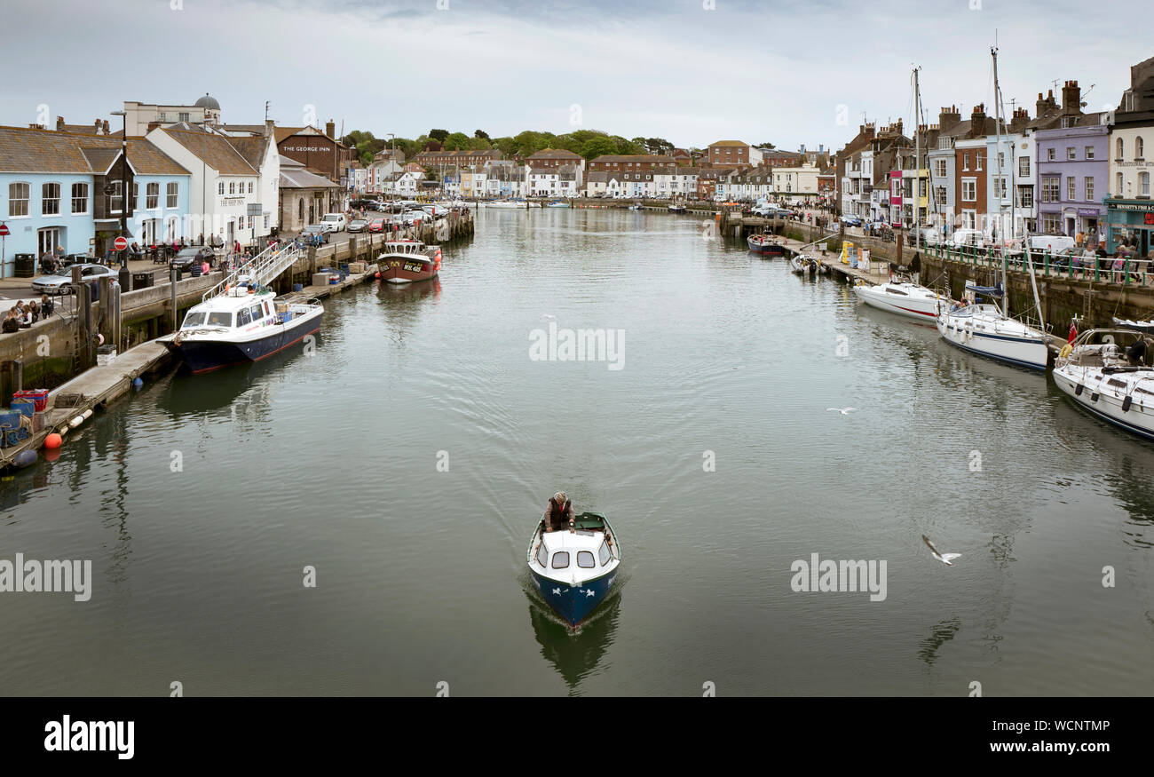 Boats on Weymouth Harbour in Weymouth Dorset Stock Photo