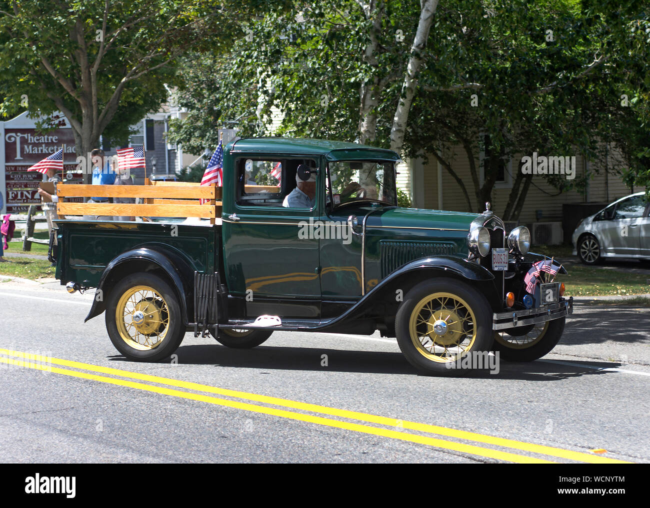 An antiques 1931 Ford pickup truck in an antique auto parade on Cape Cod Stock Photo