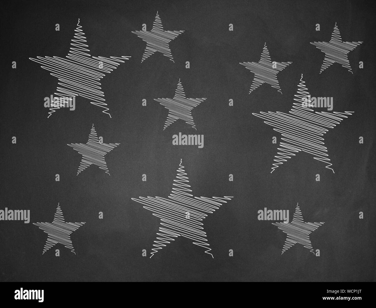 Illustration of hand drawn stars on chalkboard background Stock Photo