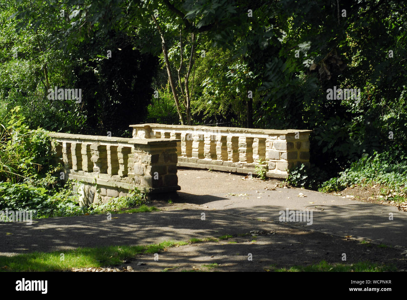 Wooden Bridge at Peckham Rye Park in Spring Time Stock Photo
