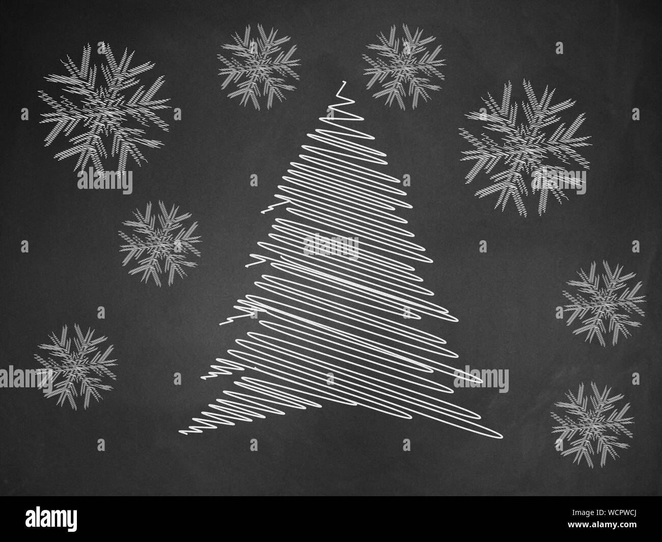 Illustration of abstract christmas tree chalk drawing Stock Photo - Alamy