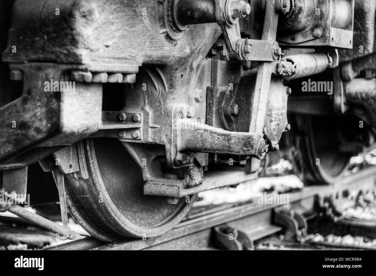 Close-up Of Train On Railroad Track Stock Photo - Alamy