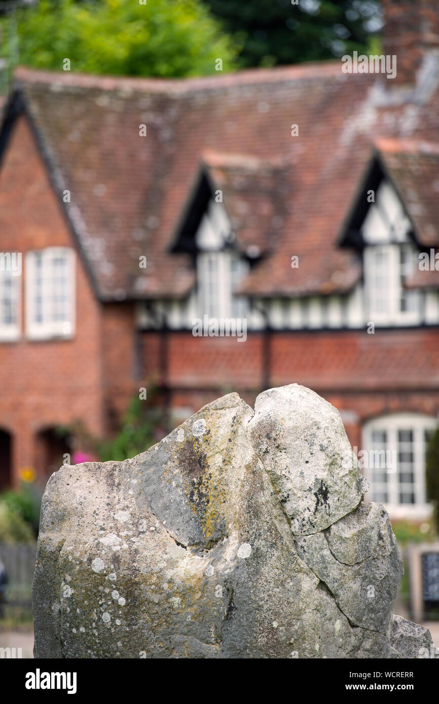 Stone at the Neolithic stone circles in the village of Avebury, Wiltshire, England, UK Stock Photo