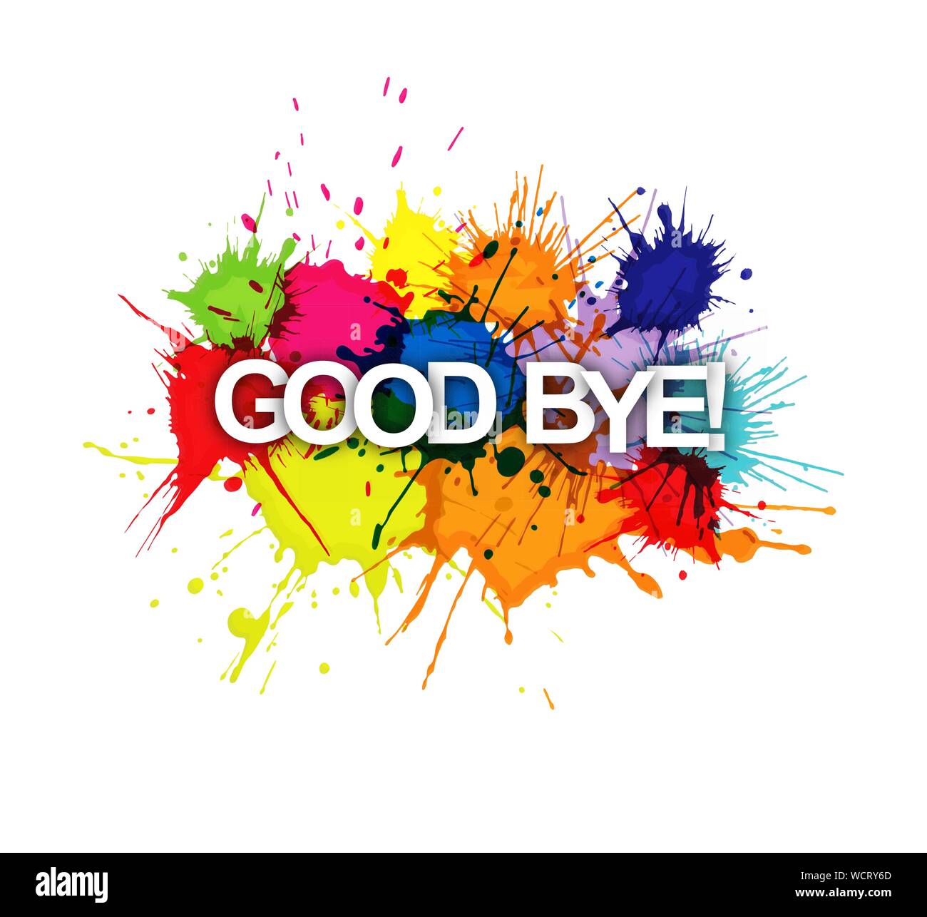 GOOD BYE! The inscription on the background of colored spray paint. Flat design Stock Vector