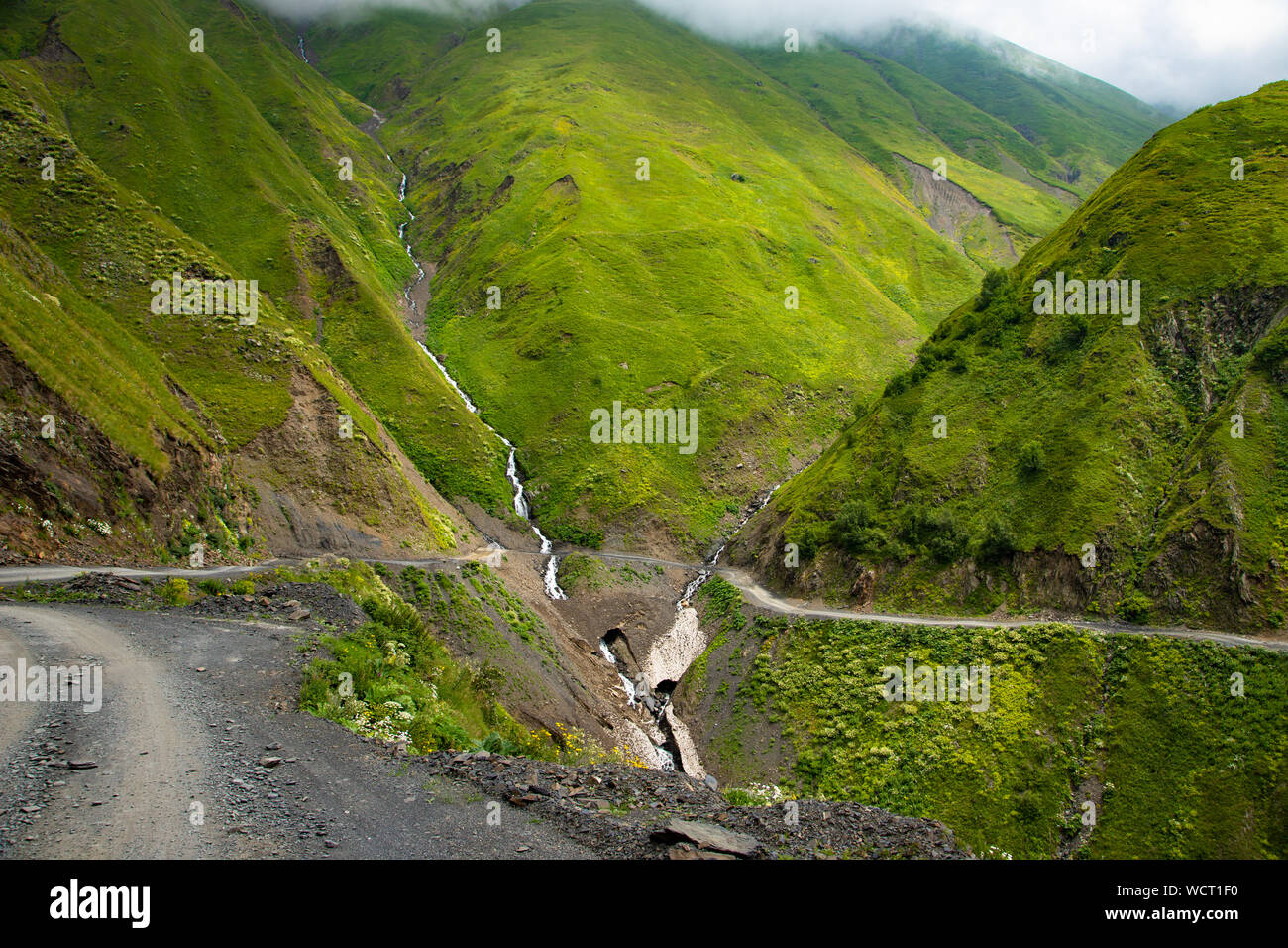 The most dangerous mountain road Tusheti Stock Photo Alamy