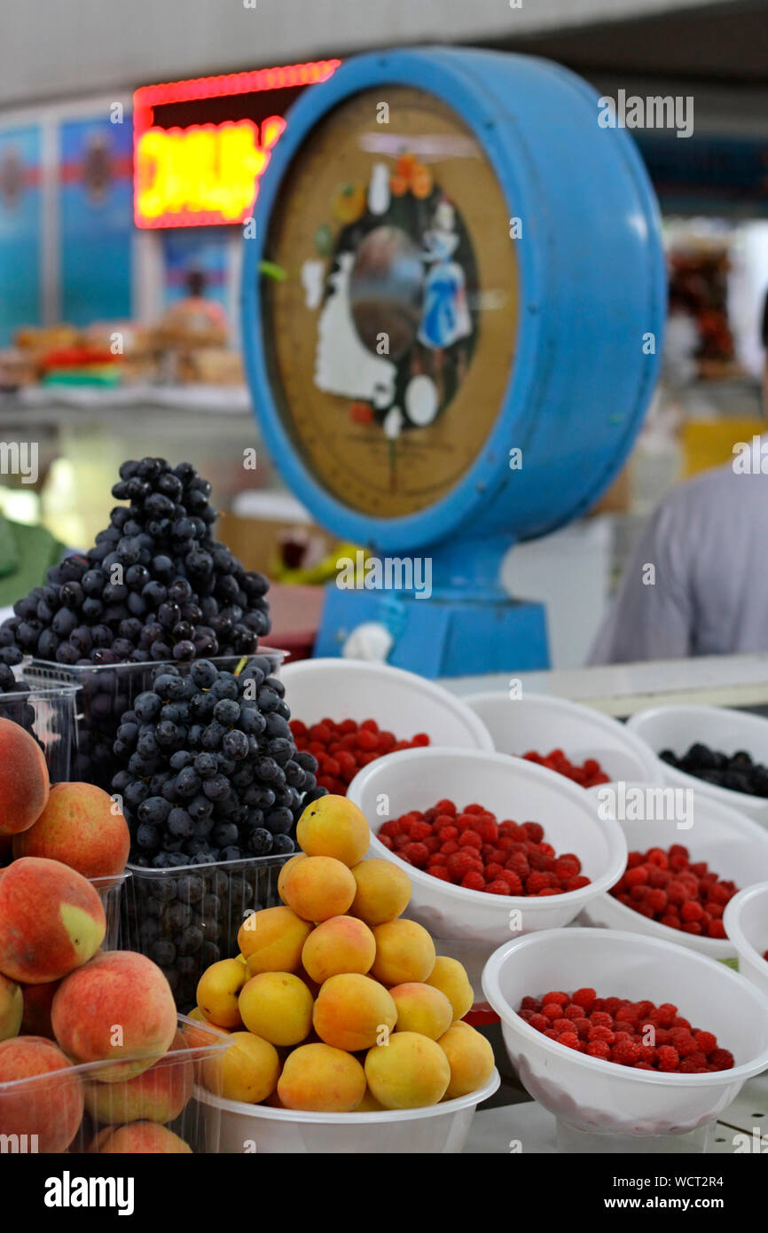 Fruit section of the famous Green Bazaar in Alamty, Kazakhstan Stock