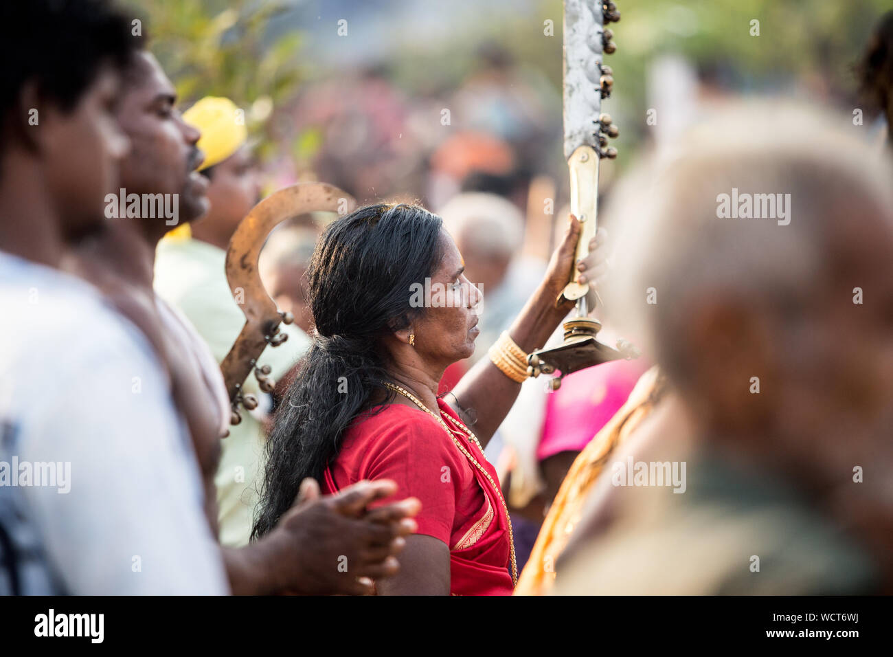 Kodungallur bharani kaavu theendal hindu festival indian culture kerala tourism devotion goddess tongue piercing religious ritual Stock Photo