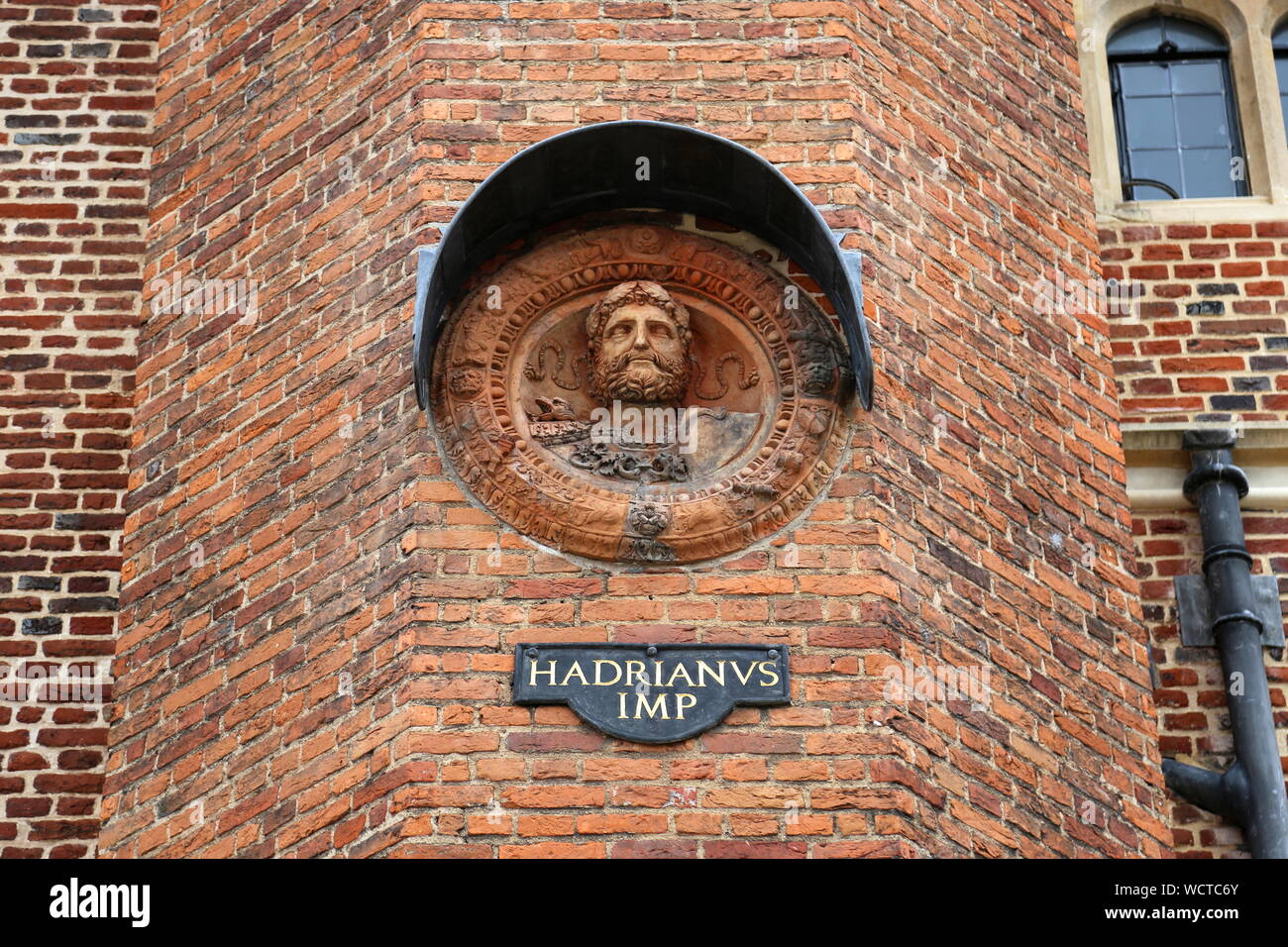 Roman Emperor Hadrian terracotta roundel, Base Court, Hampton Court Palace, East Molesey, Surrey, England, Great Britain, United Kingdom, UK, Europe Stock Photo