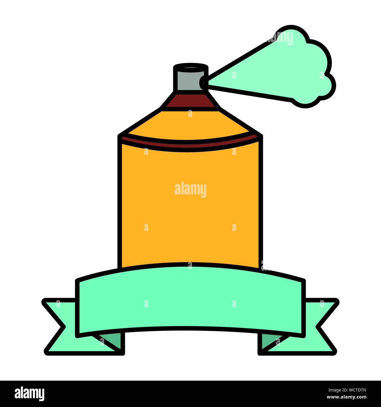 spray paint bottle with ribbon frame vector illustration design Stock ...