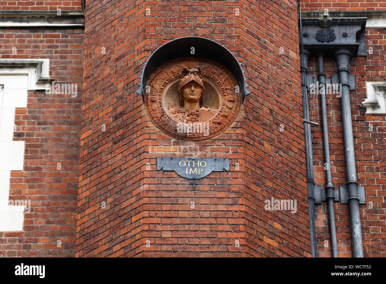 Roman Emperor Otho terracotta roundel, Clock Court, Hampton Court Palace, East Molesey, Surrey, England, Great Britain, United Kingdom, UK, Europe Stock Photo