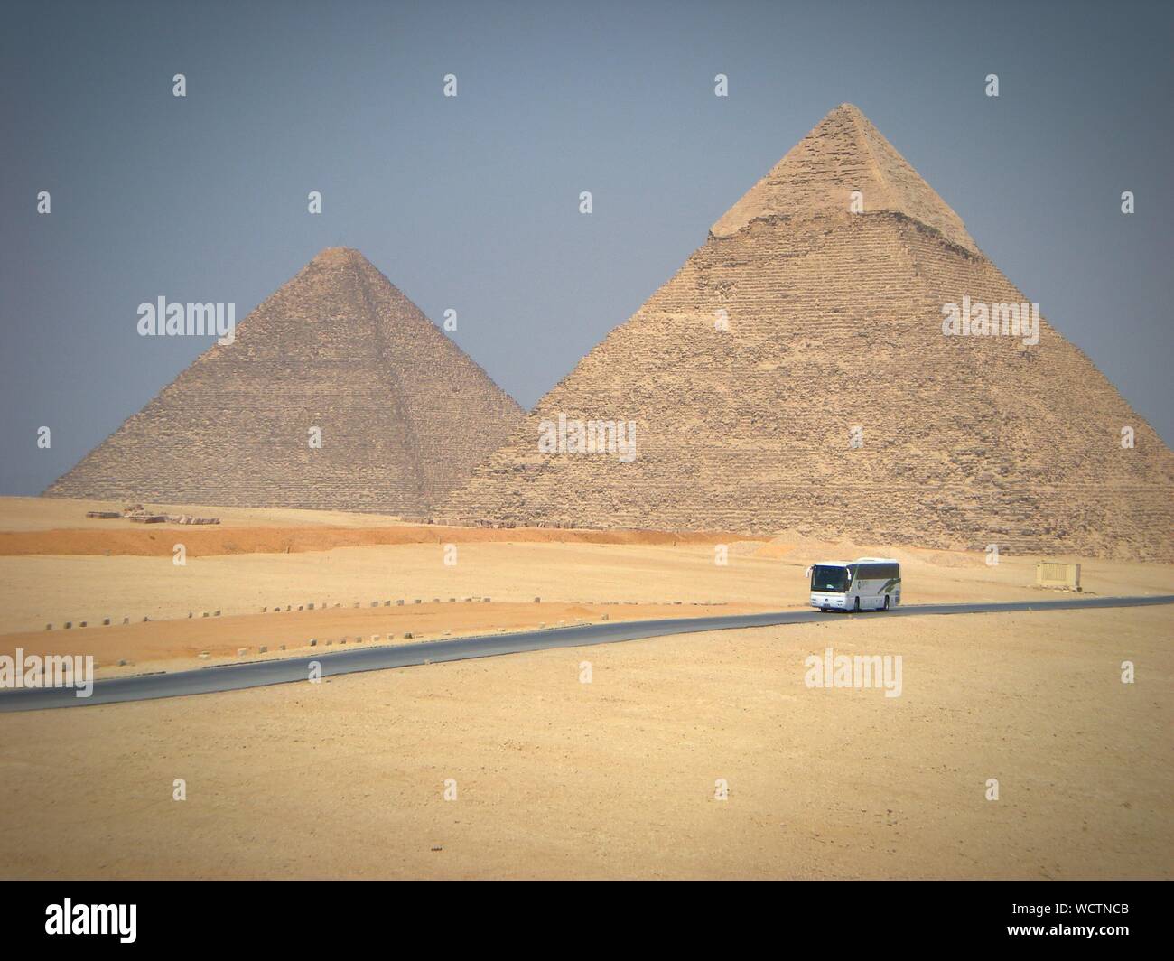 Pyramid Of Chephren At Desert Against Sky Stock Photo