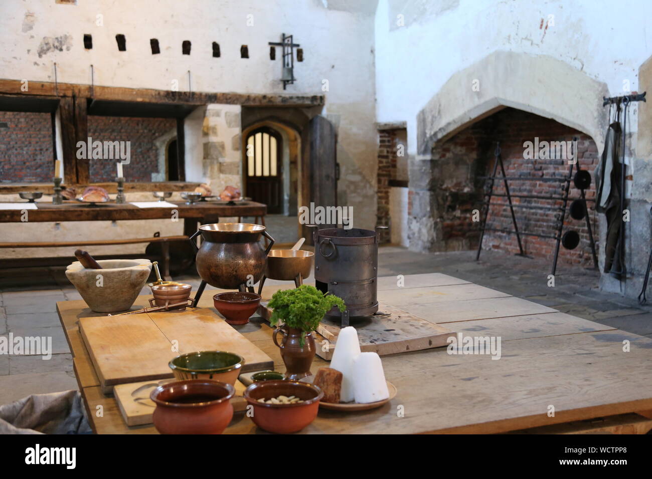 Tudor Great Kitchens, Hampton Court Palace, East Molesey, Surrey, England, Great Britain, United Kingdom, UK, Europe Stock Photo