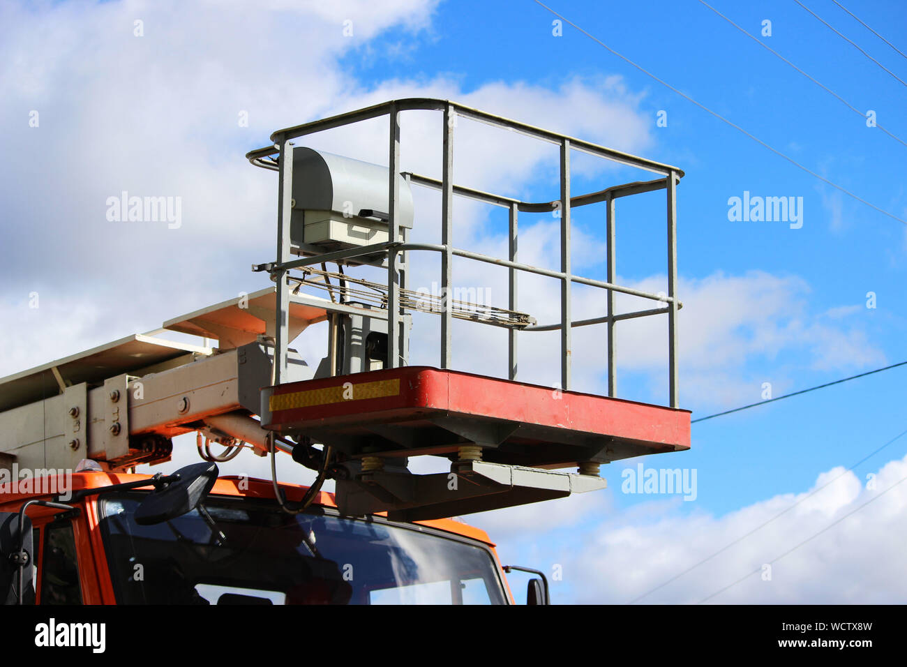 cradle and elevator on a machine for highaltitude work. construction