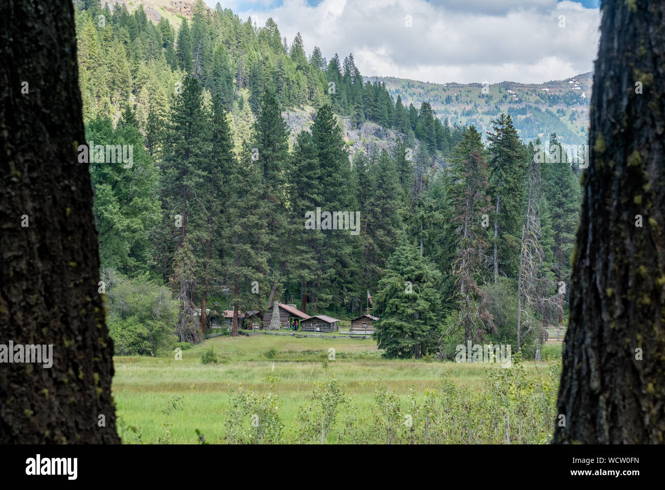 Reds Horse Ranch in Oregon's Wallowa Mountains. Stock Photo