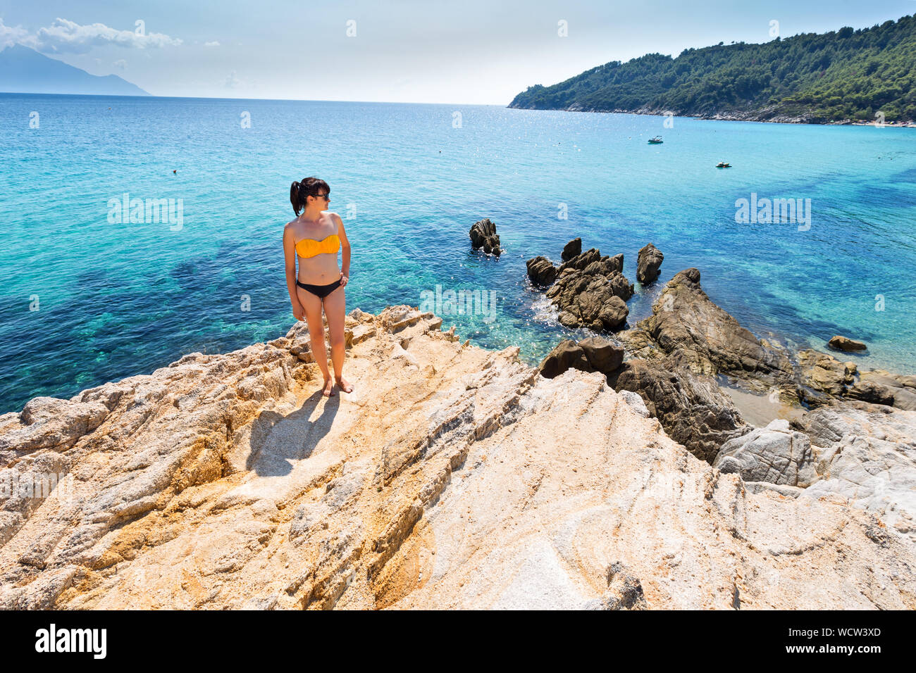Beautiful woman greece beach hi-res stock photography and images - Alamy