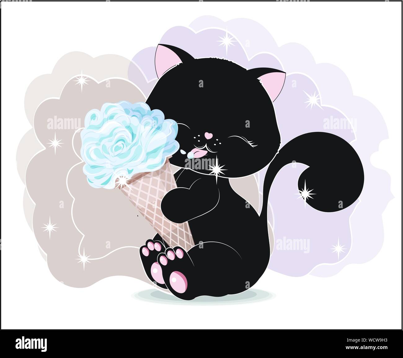 Black Cat icon in Ice Cream Style