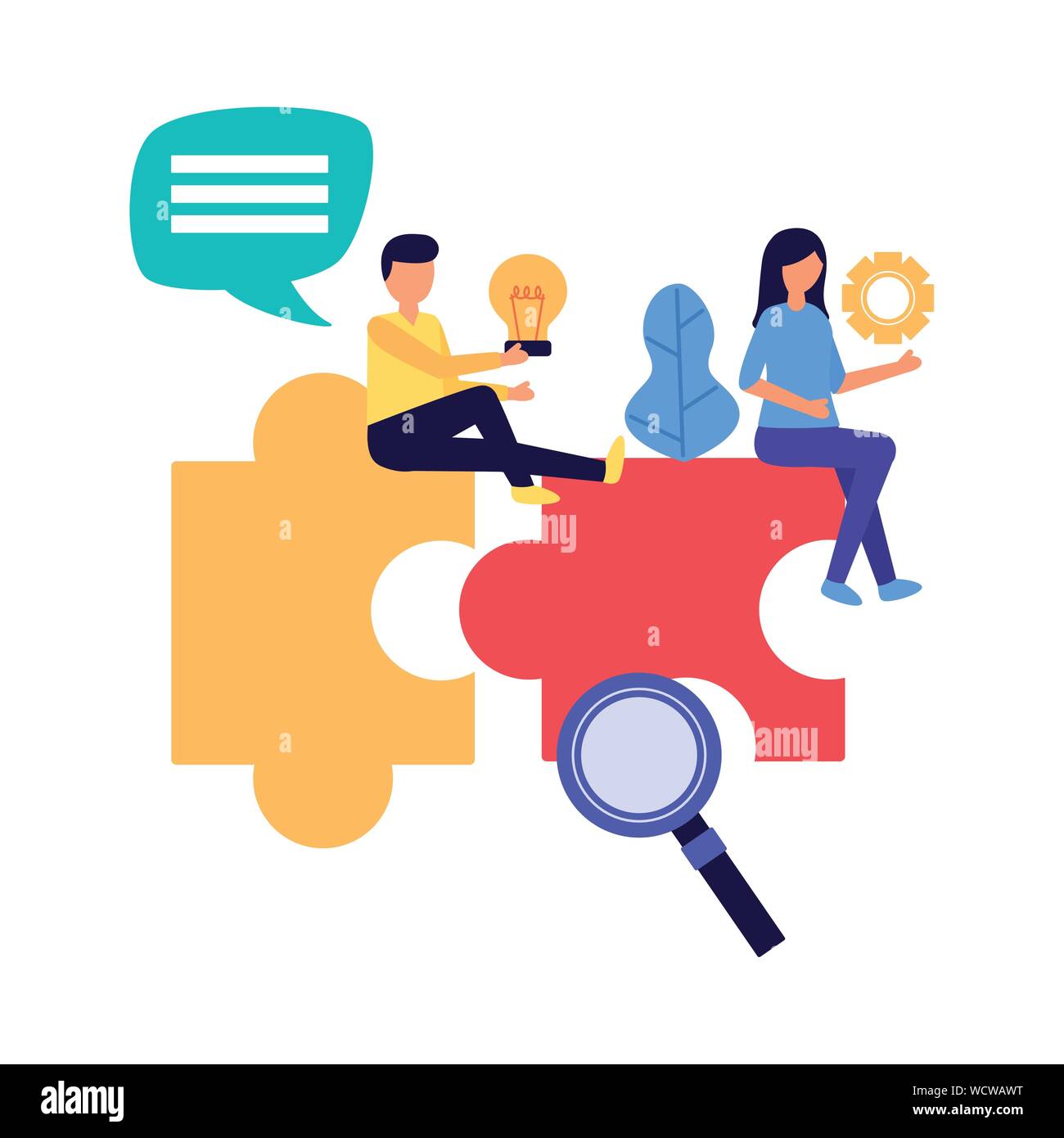 Woman and man with teamwork icon vector design Stock Vector Image & Art ...