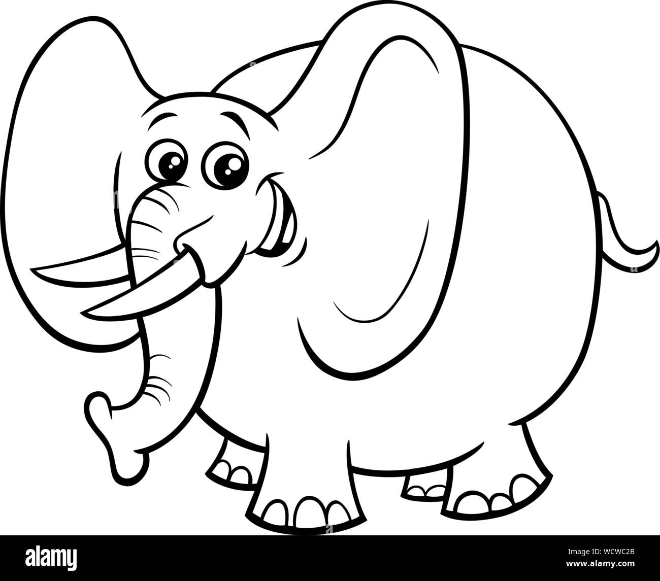 Black and White Cartoon Illustration of Funny African Elephant Cute Animal  Character Coloring Book Stock Vector Image & Art - Alamy