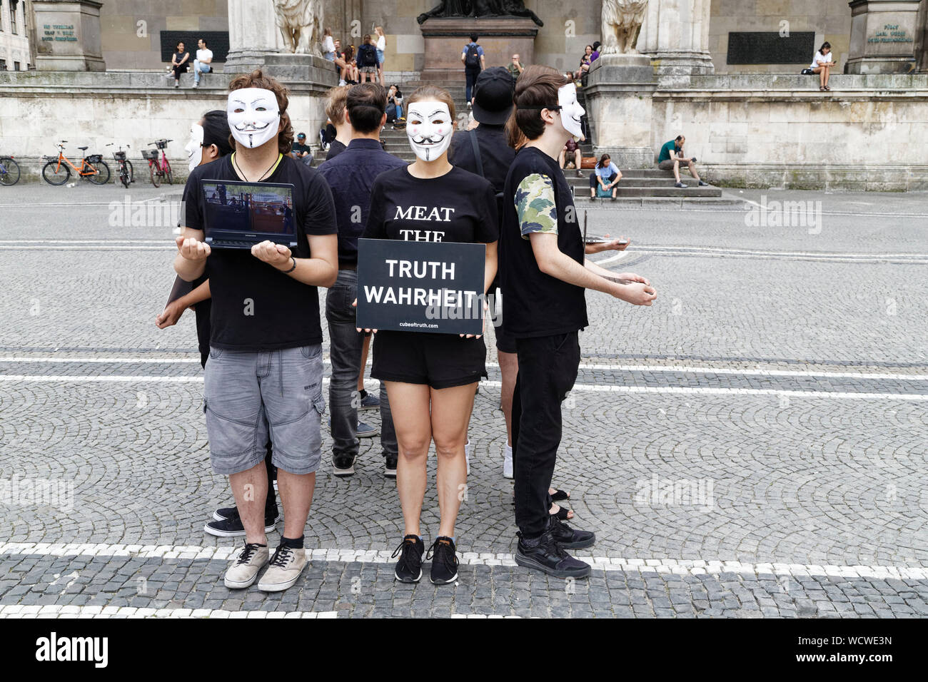 Munich, Germany. 6th Aug, 2019. Cube of Truth by Anonymous for the ...