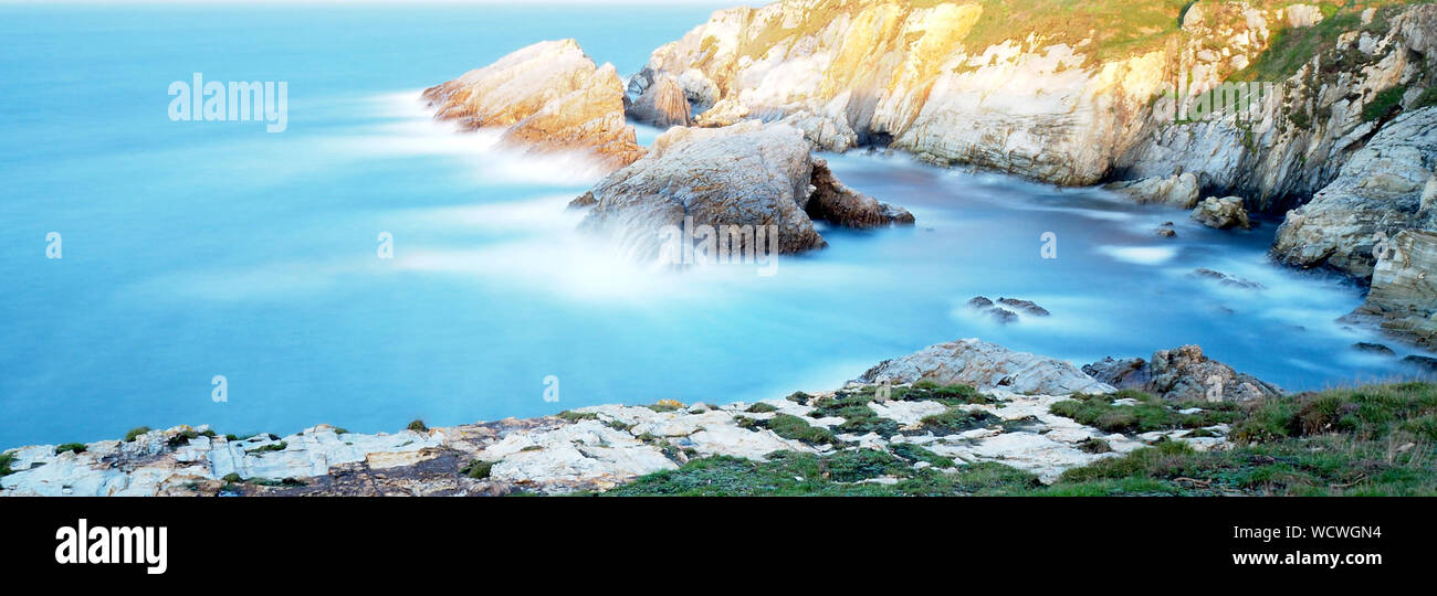Panoramic View Of Rock Formations And Cantabrian Sea Stock Photo