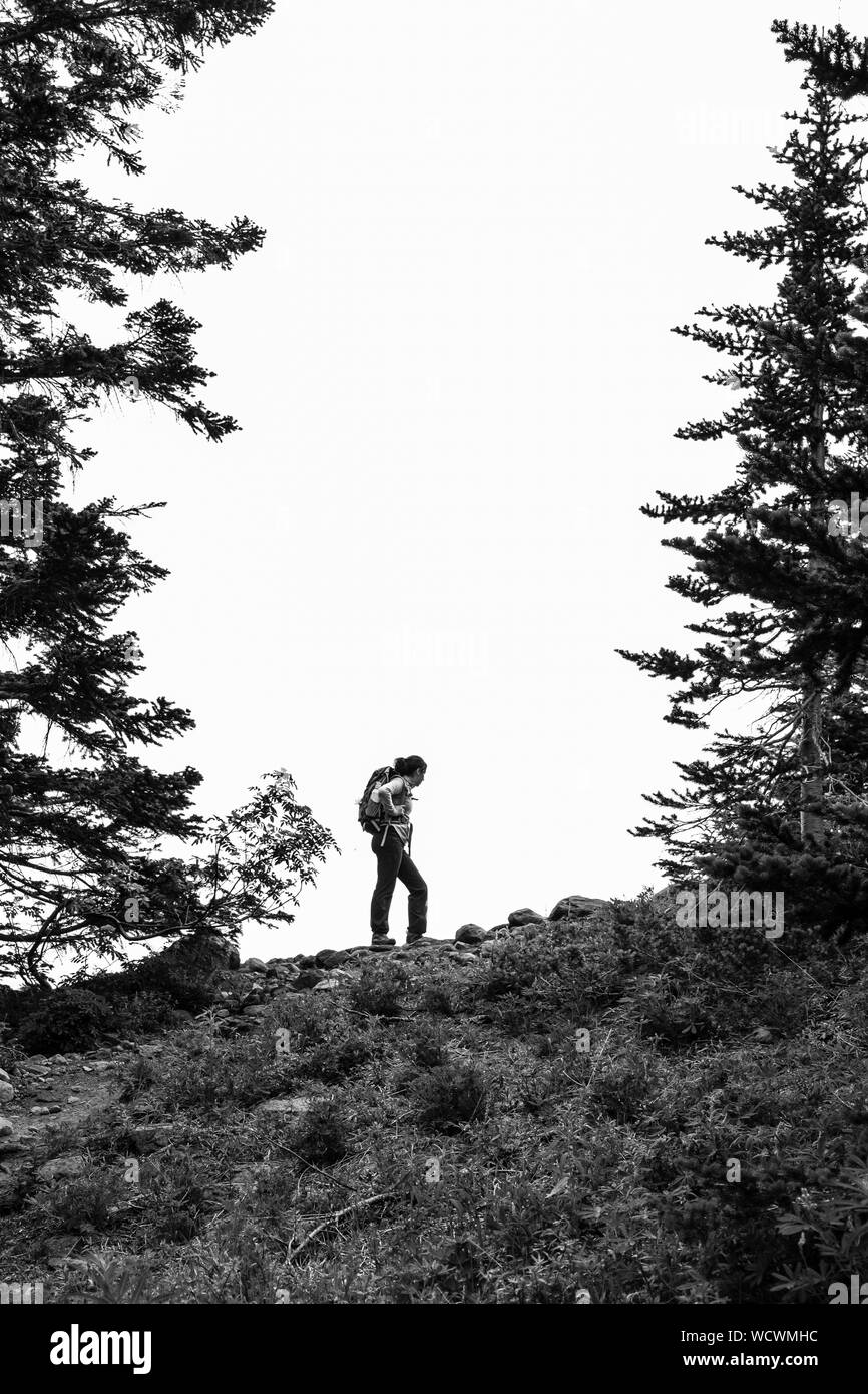 Young mountain hiker Black and White Stock Photos & Images - Alamy