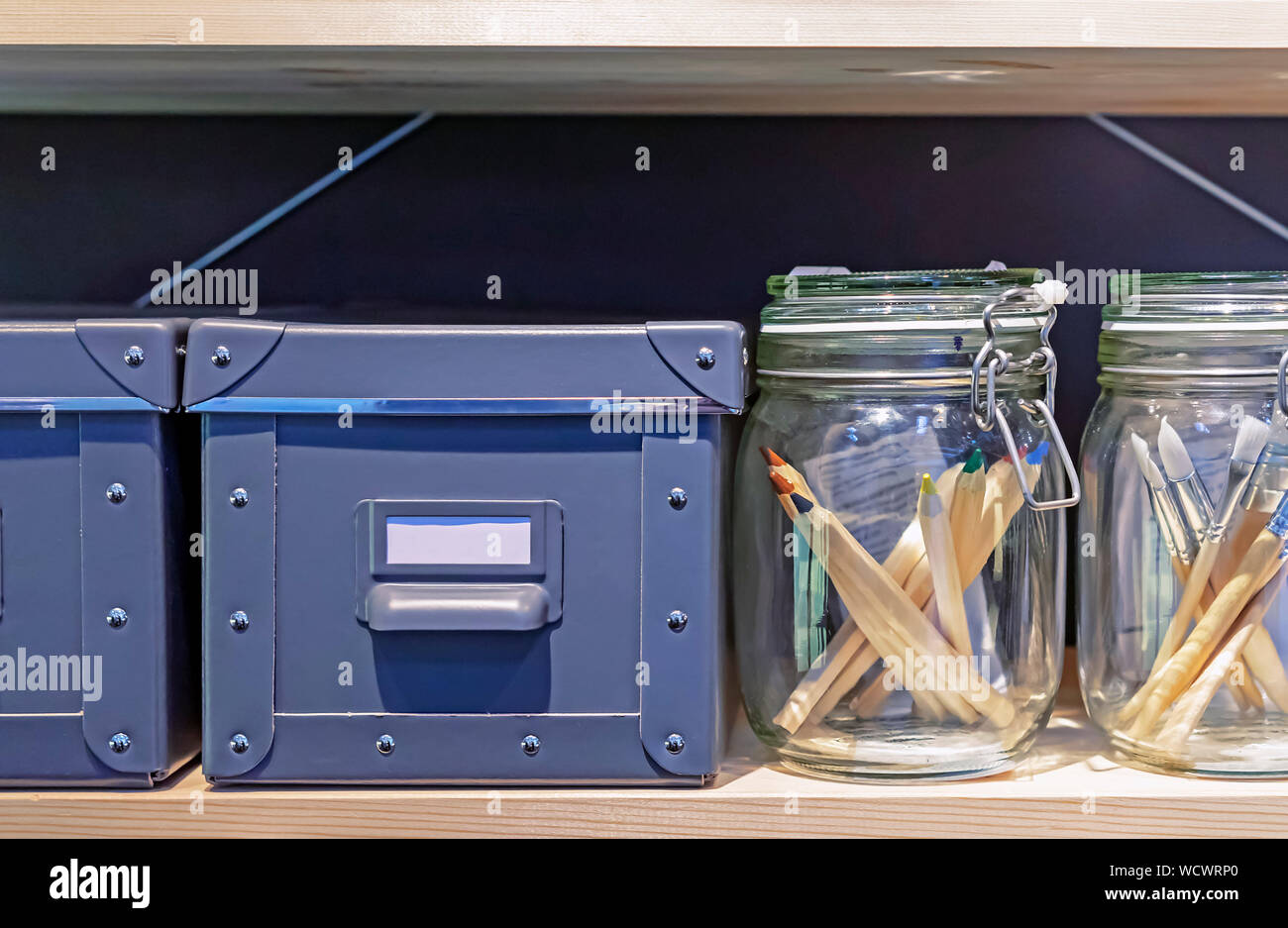 Gray cardboard boxes for storing household items Stock Photo Alamy