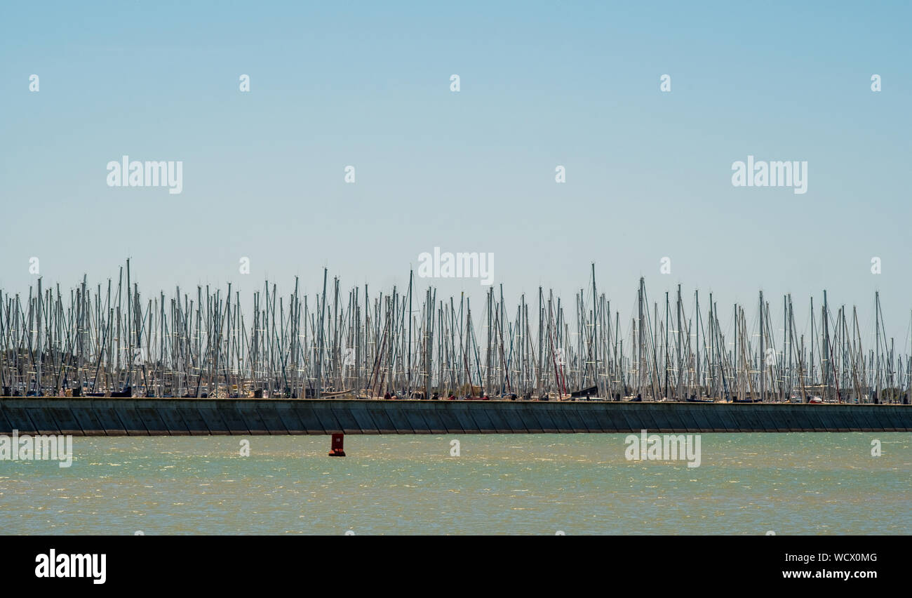 La Rochelle, France - May 13, 2019: Sailing boats in Vieux Port de La Rochelle in France Stock Photo