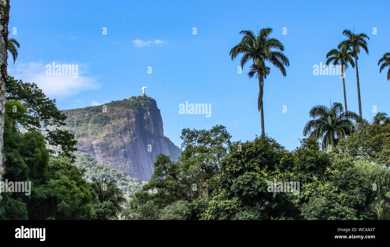 Christ The Redeemer On Corcovado Mountain Against Sky Stock Photo
