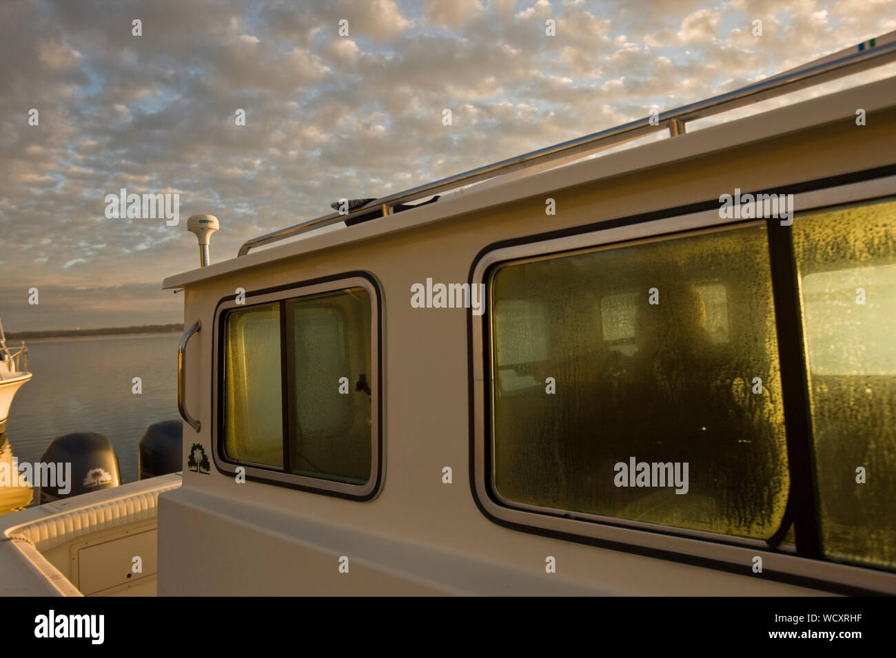 Windows of a boat covered with condensation Stock Photo Alamy