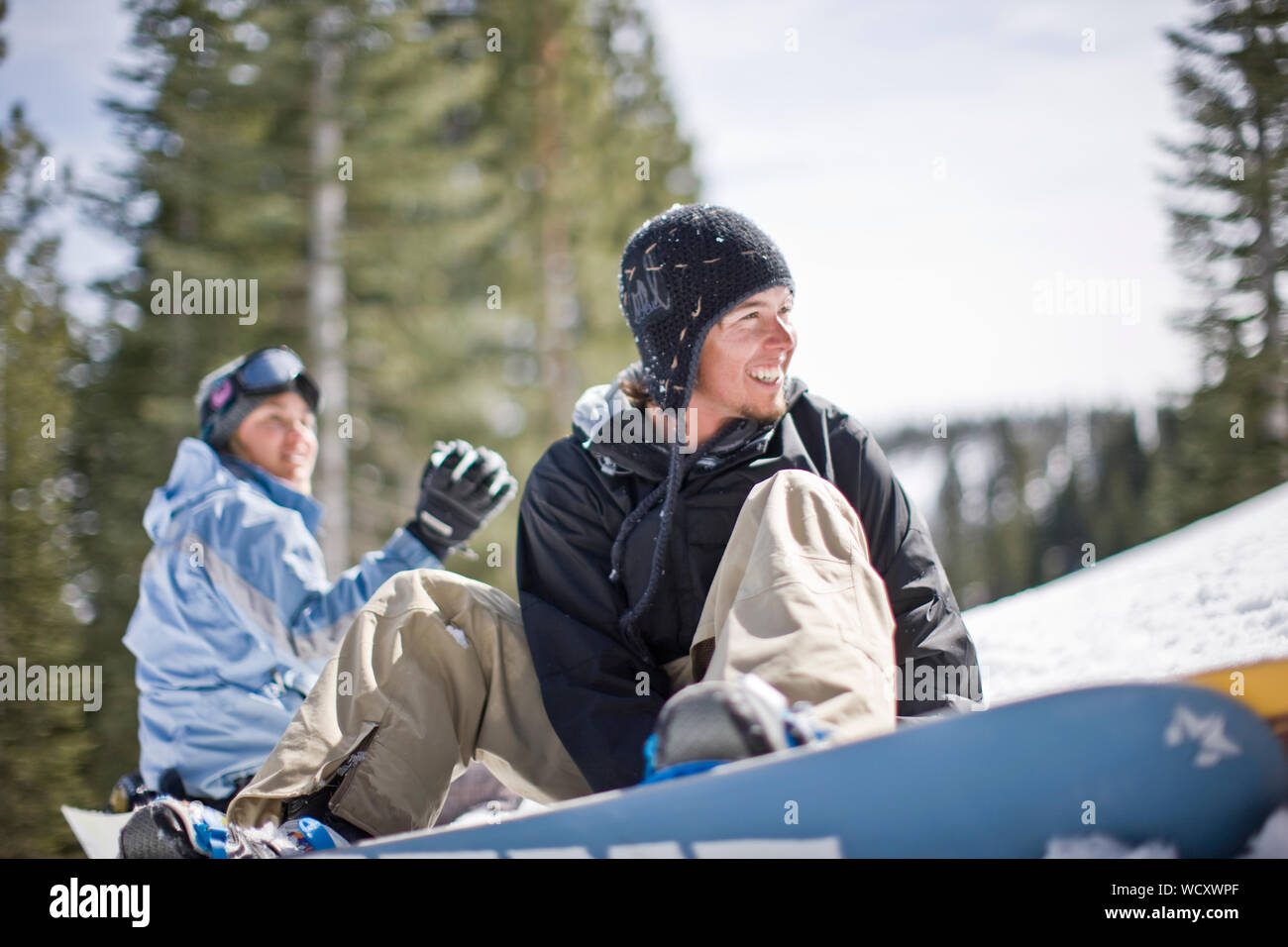 Caucasian woman man sitting hi-res stock photography and images - Alamy