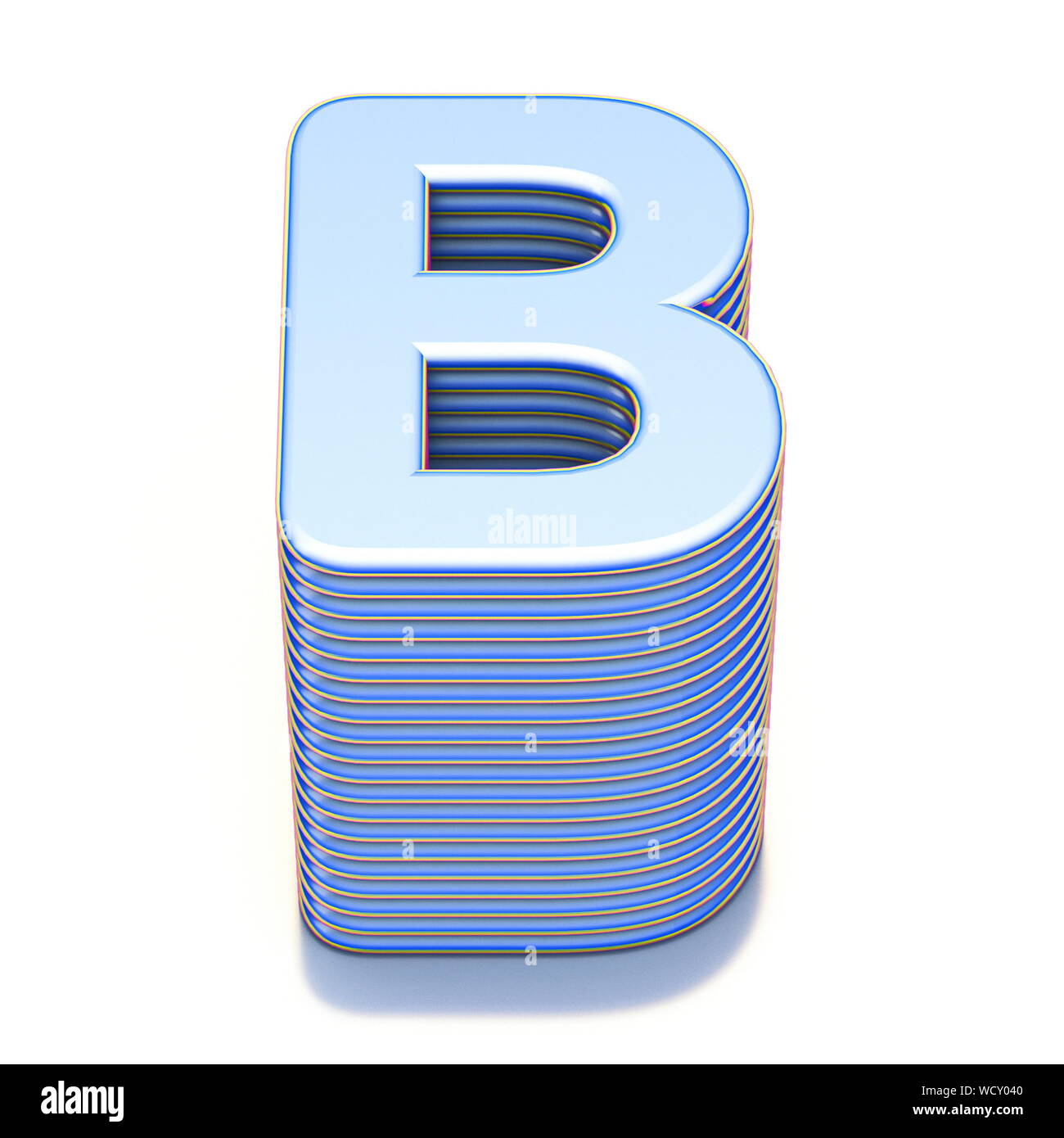 Blue extruded font Letter B 3D render illustration isolated on white ...