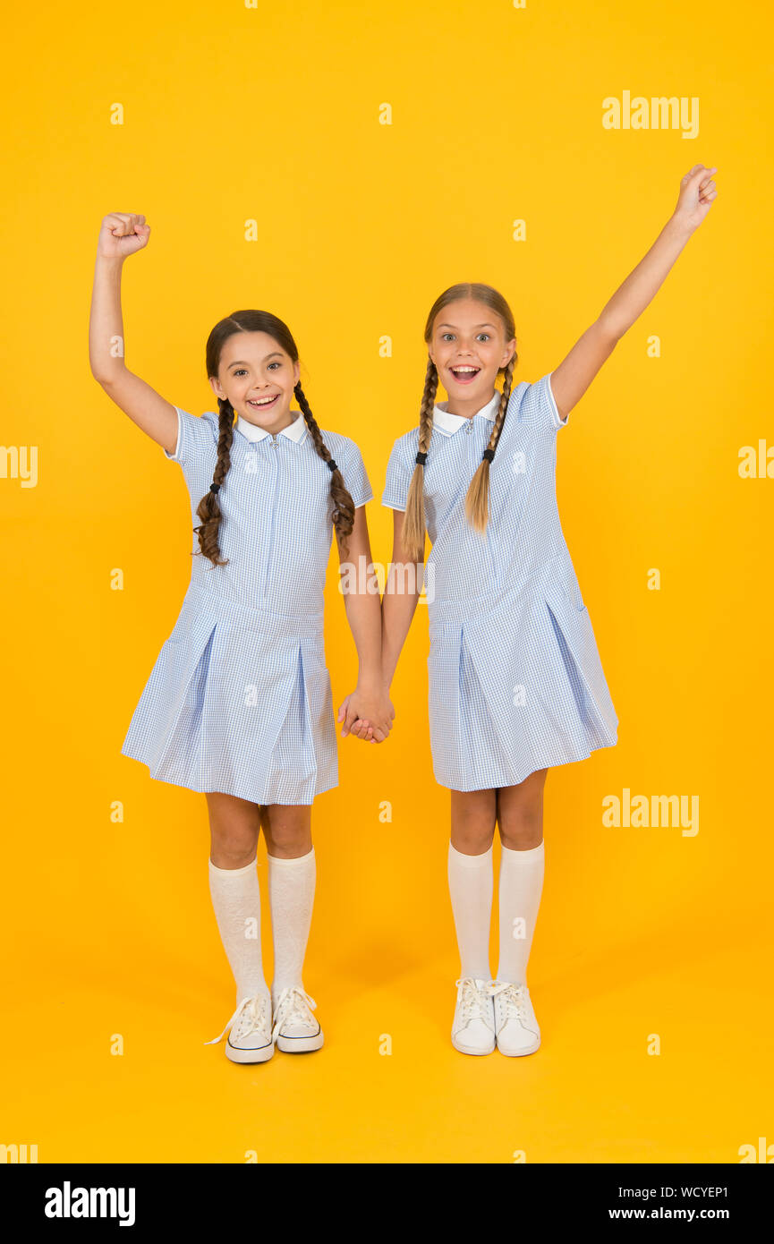 Beautiful Schoolgirls Back To School Concept Hairdresser Salon