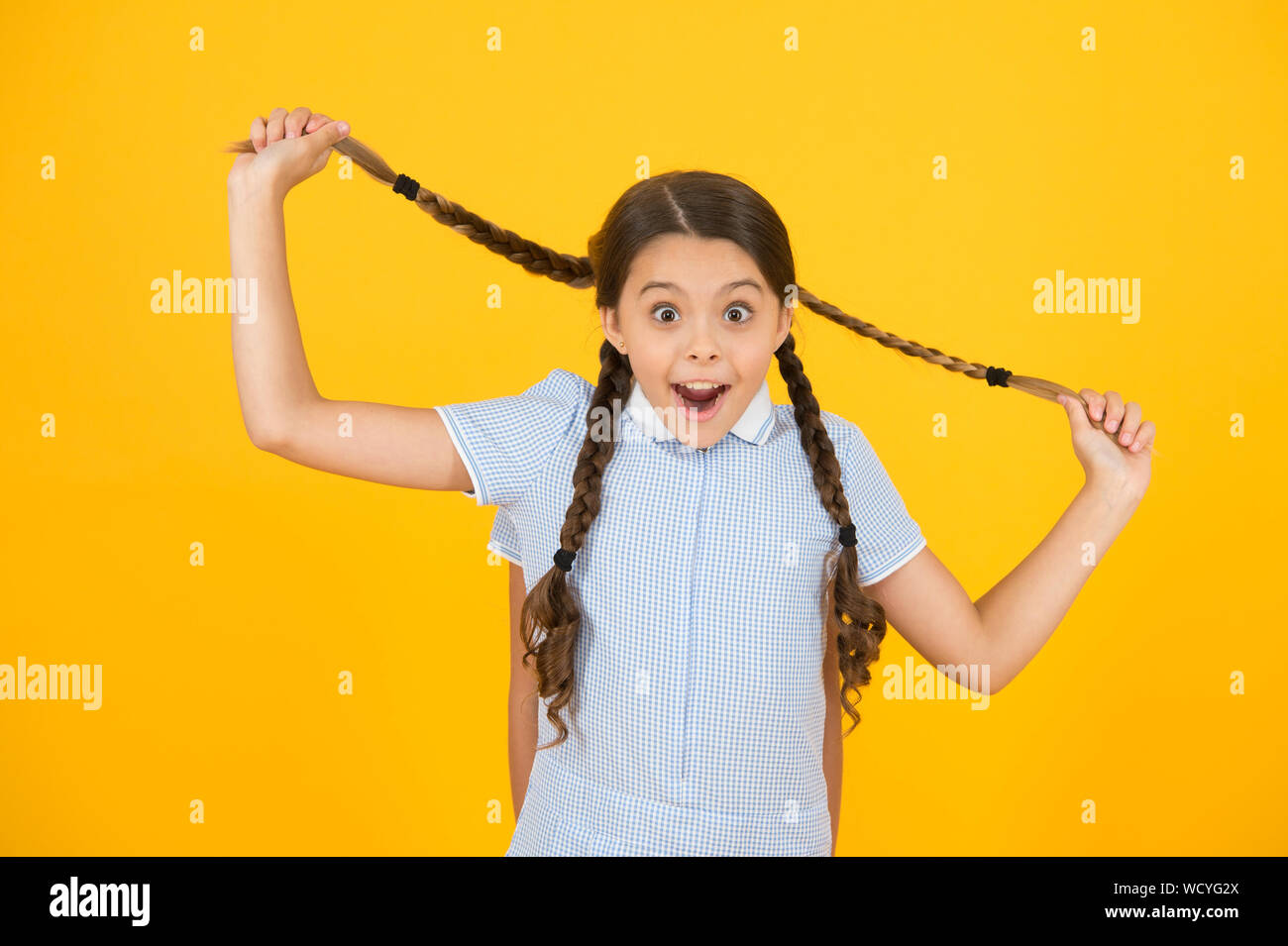 Hairdresser Salon Cute Schoolgirls Girls With Braided Hair