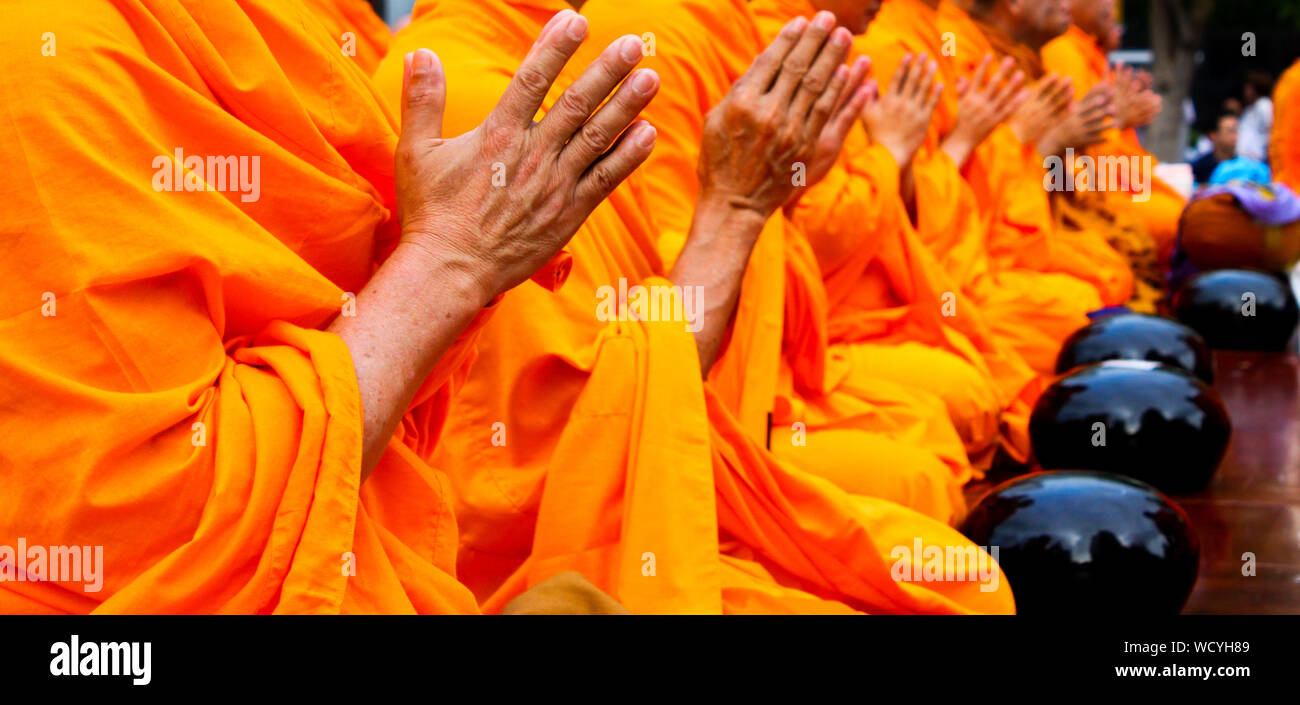 View Of Buddhist Monks Preying Stock Photo