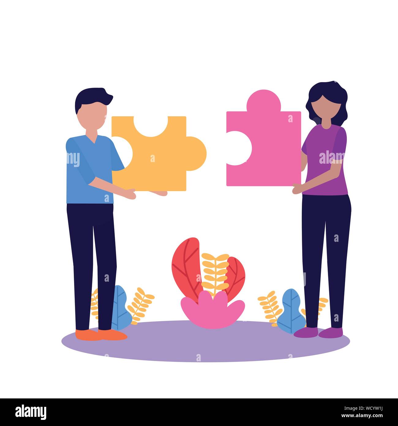 Woman and man with teamwork icon vector design Stock Vector Image & Art ...