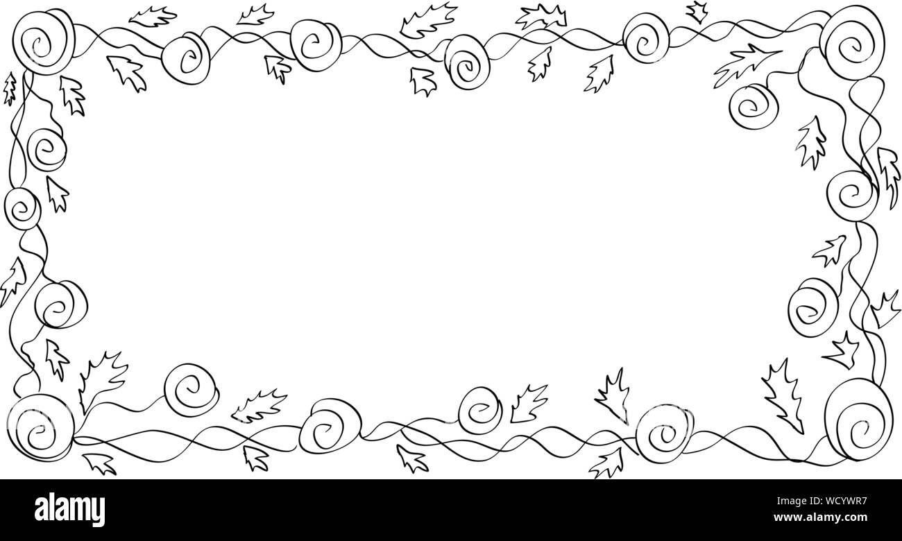 Rectangular frame of creeping roses on a white background, coloring Stock Vector